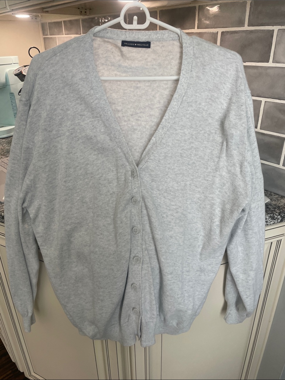 Brandy Melville Light Gray Button-Up Cardigan